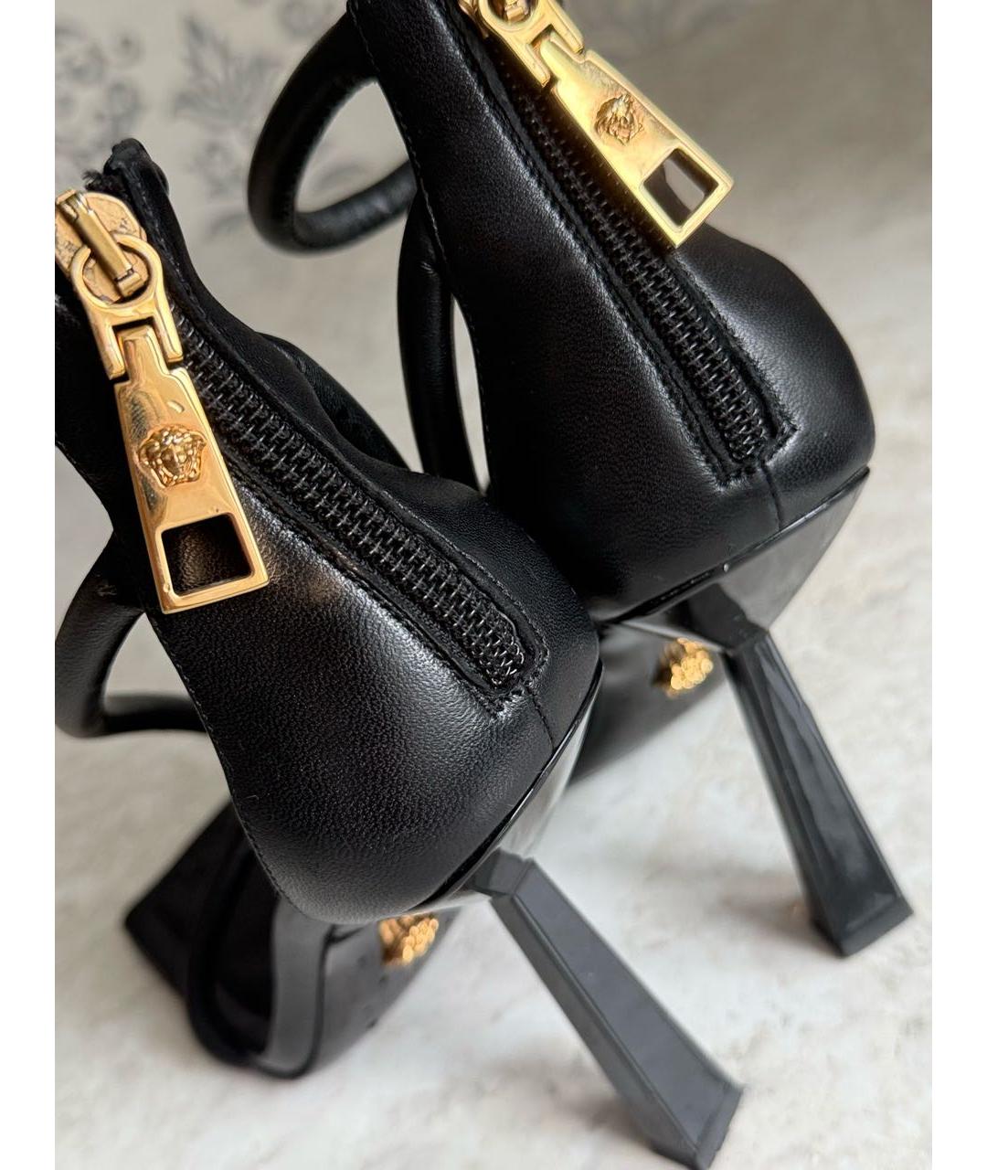 VERSACE Черные кожаные босоножки, фото 5