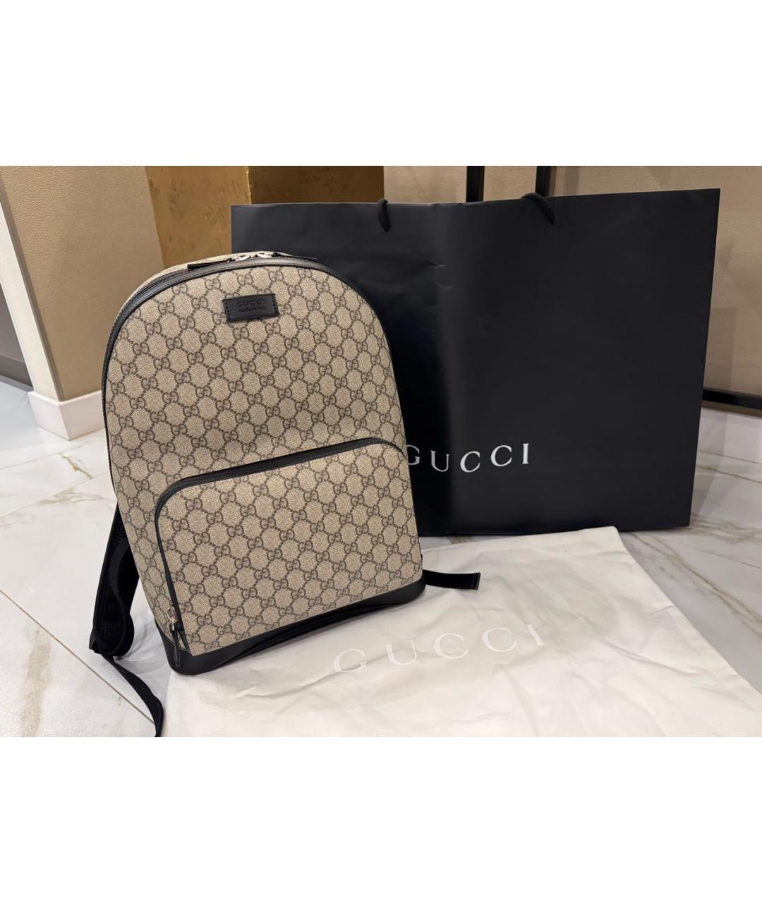GUCCI Бежевый кожаный рюкзак, фото 5