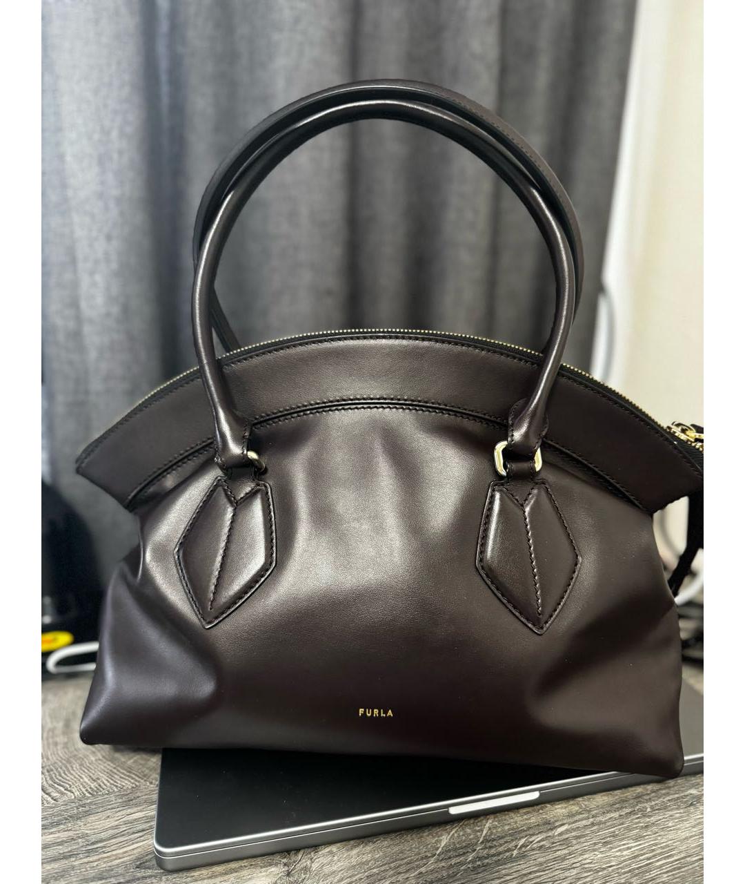 FURLA Бордовая кожаная сумка тоут, фото 6