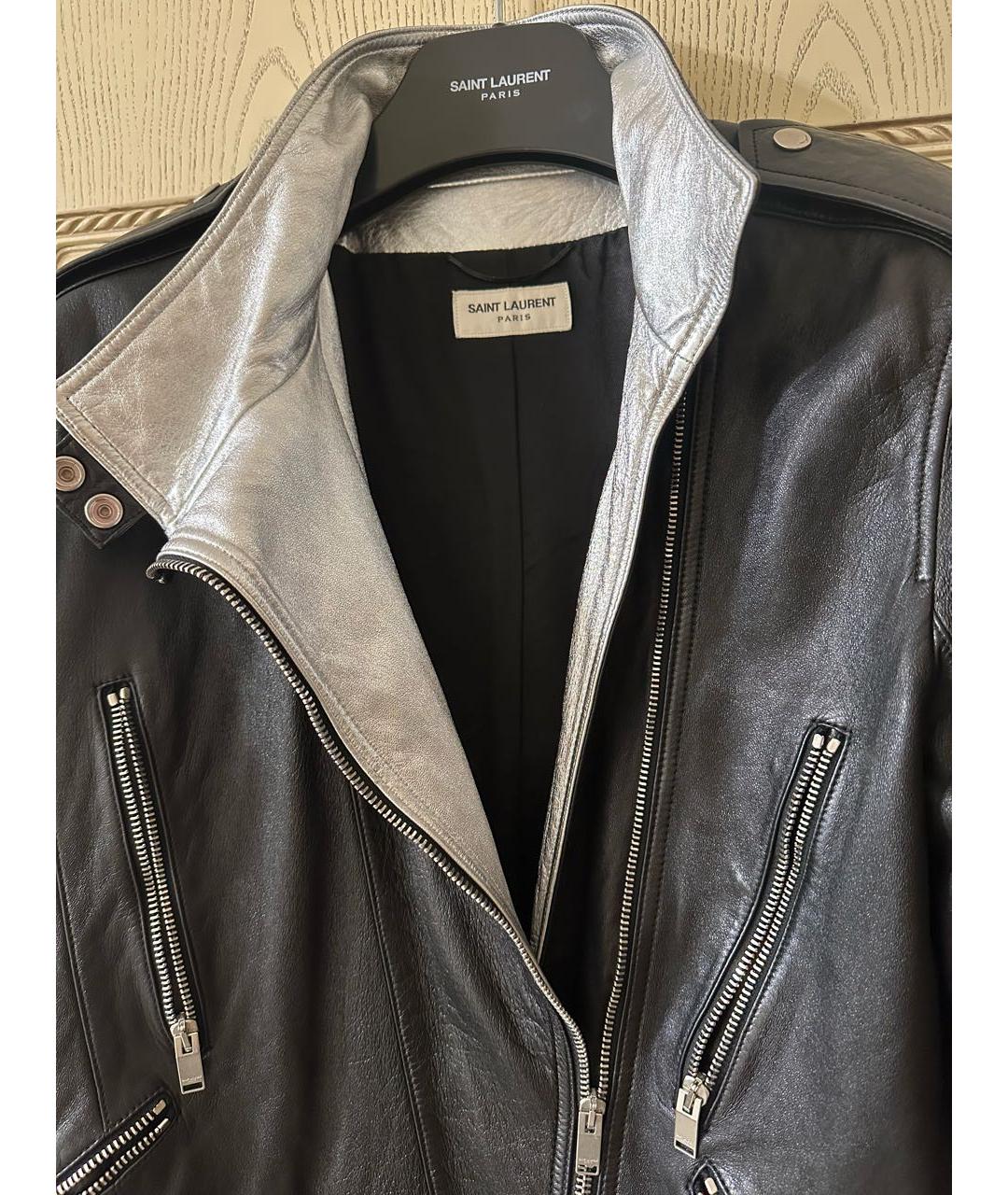 SAINT LAURENT Черная кожаная куртка, фото 2