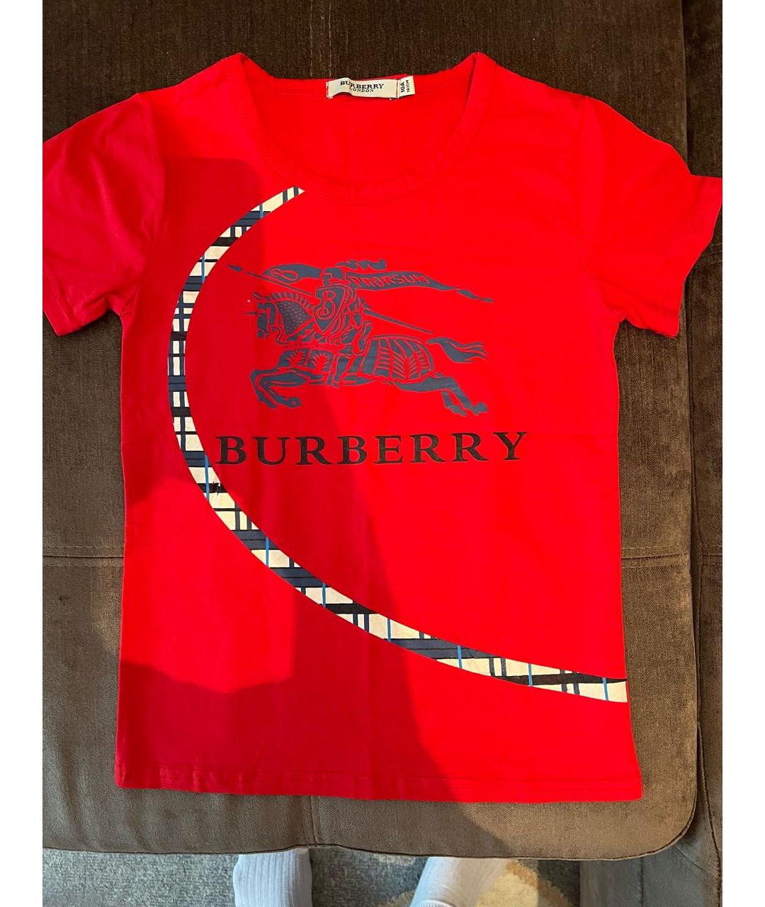 BURBERRY Красная детская футболка, фото 5