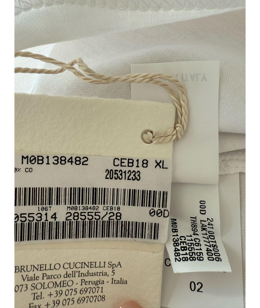 BRUNELLO CUCINELLI Белая хлопковая футболка, фото 3