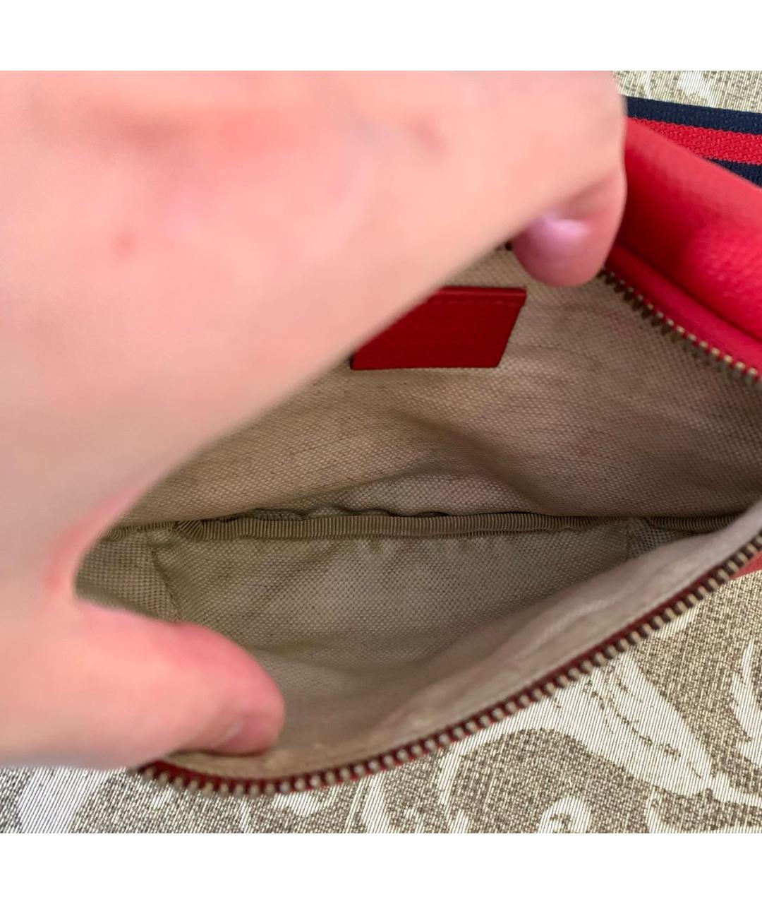 GUCCI Красная кожаная поясная сумка, фото 4