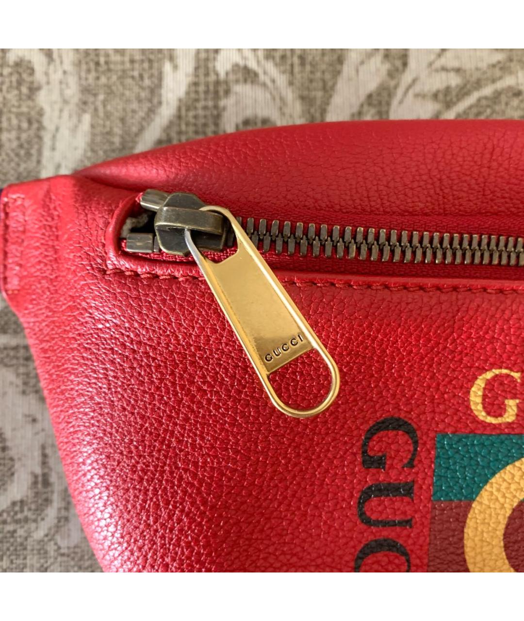 GUCCI Красная кожаная поясная сумка, фото 5