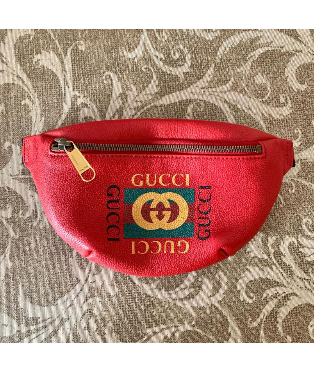 GUCCI Красная кожаная поясная сумка, фото 8