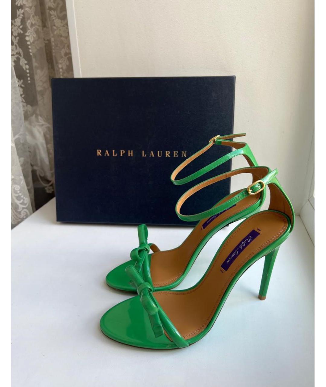 RALPH LAUREN Зеленые кожаные босоножки, фото 3