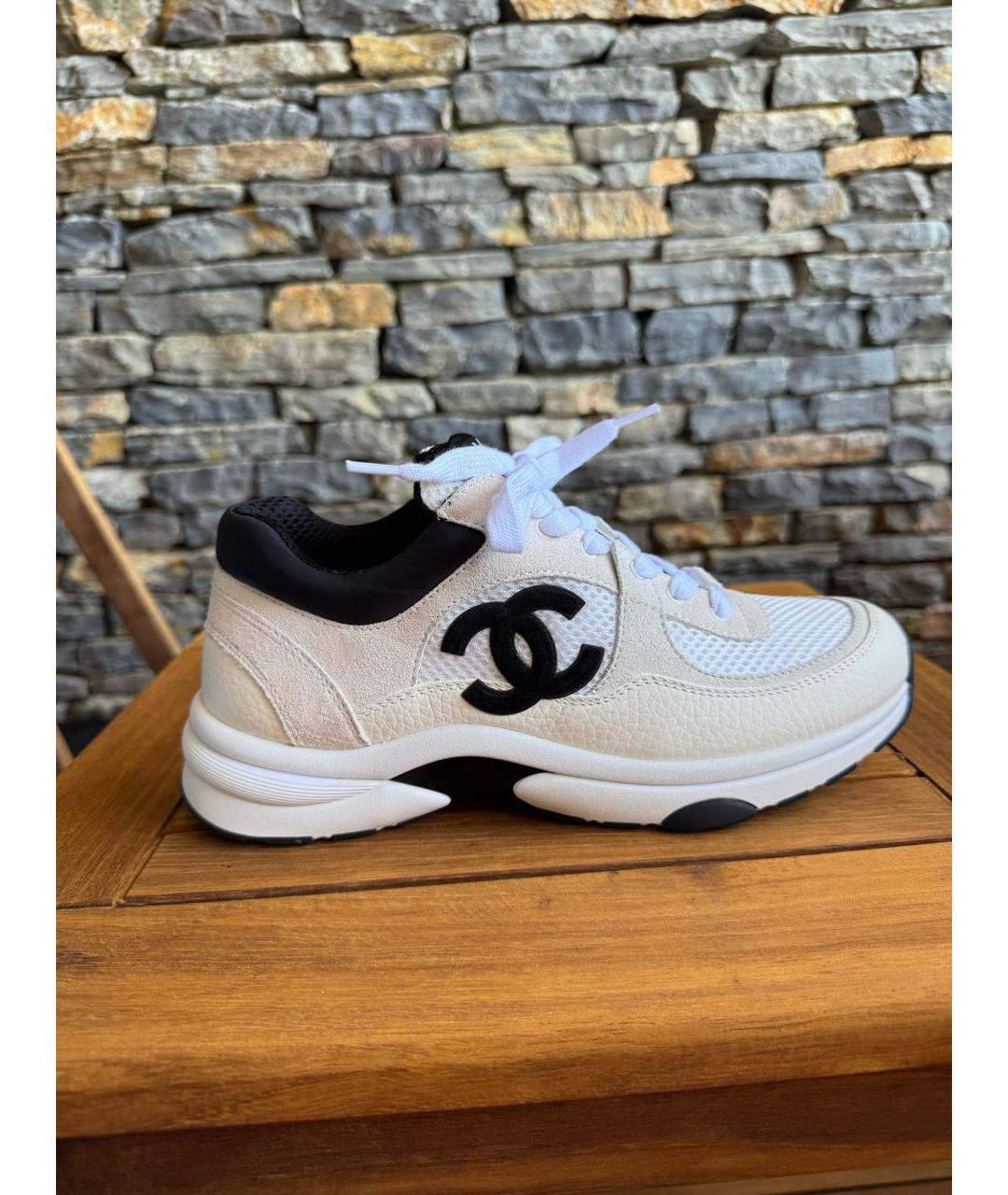 CHANEL Белые кожаные кроссовки, фото 9