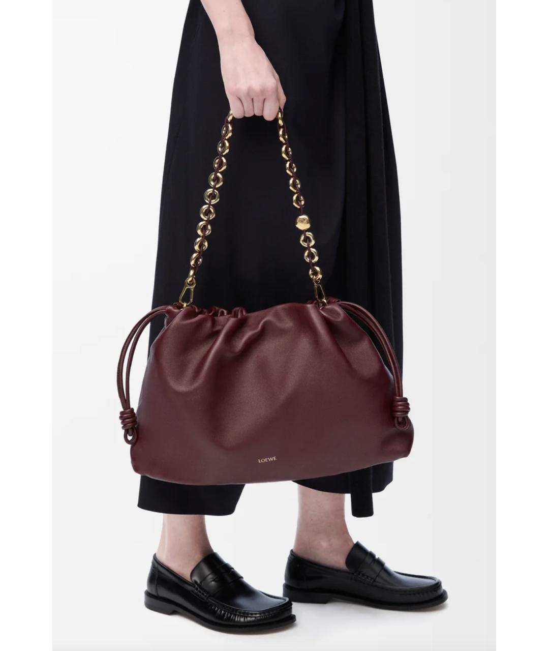 LOEWE Бордовая кожаная сумка тоут, фото 2