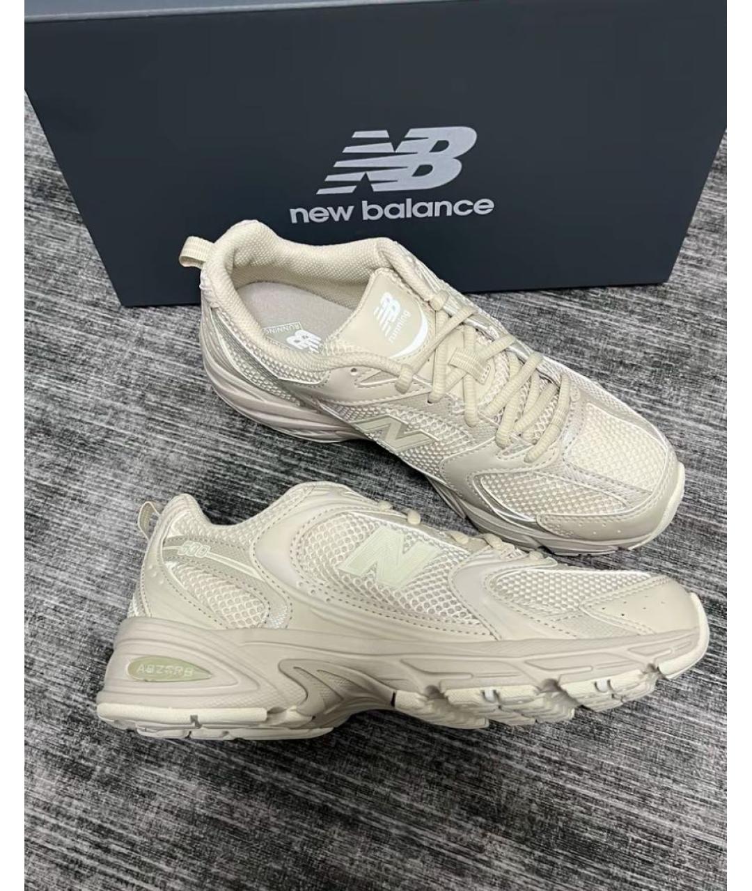 NEW BALANCE Бежевые резиновые кроссовки, фото 5