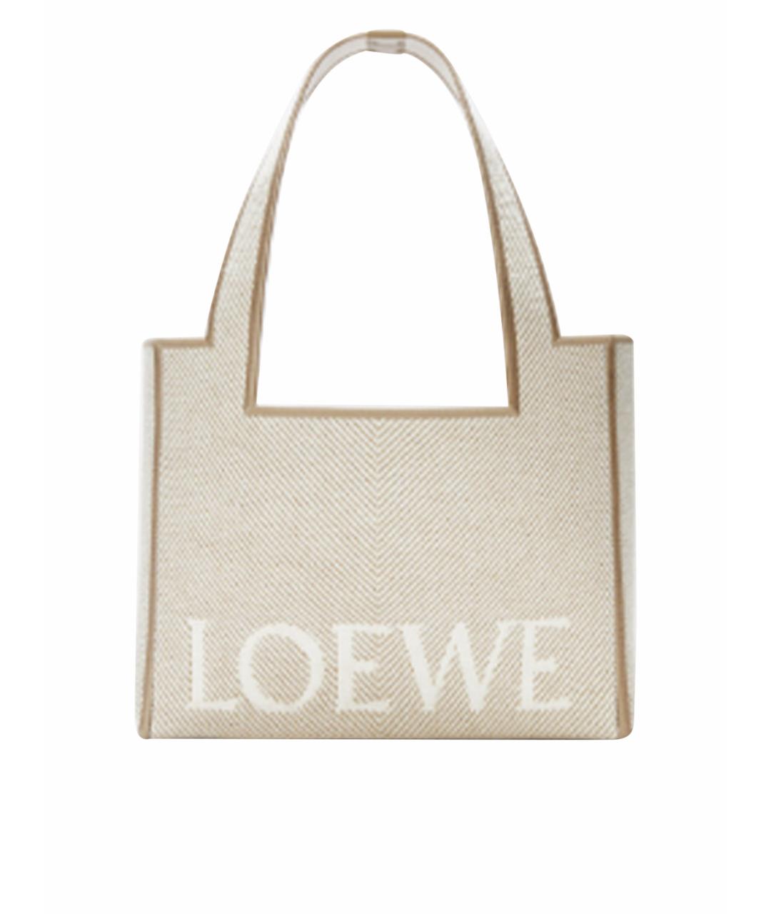 LOEWE Бежевая тканевая сумка тоут, фото 1