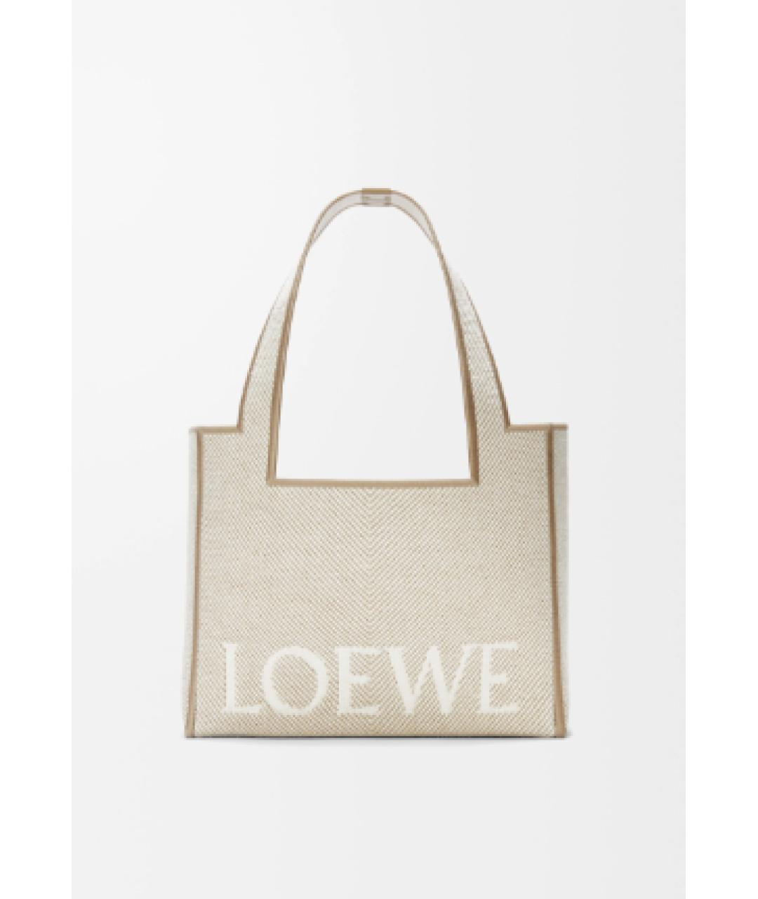 LOEWE Бежевая тканевая сумка тоут, фото 5