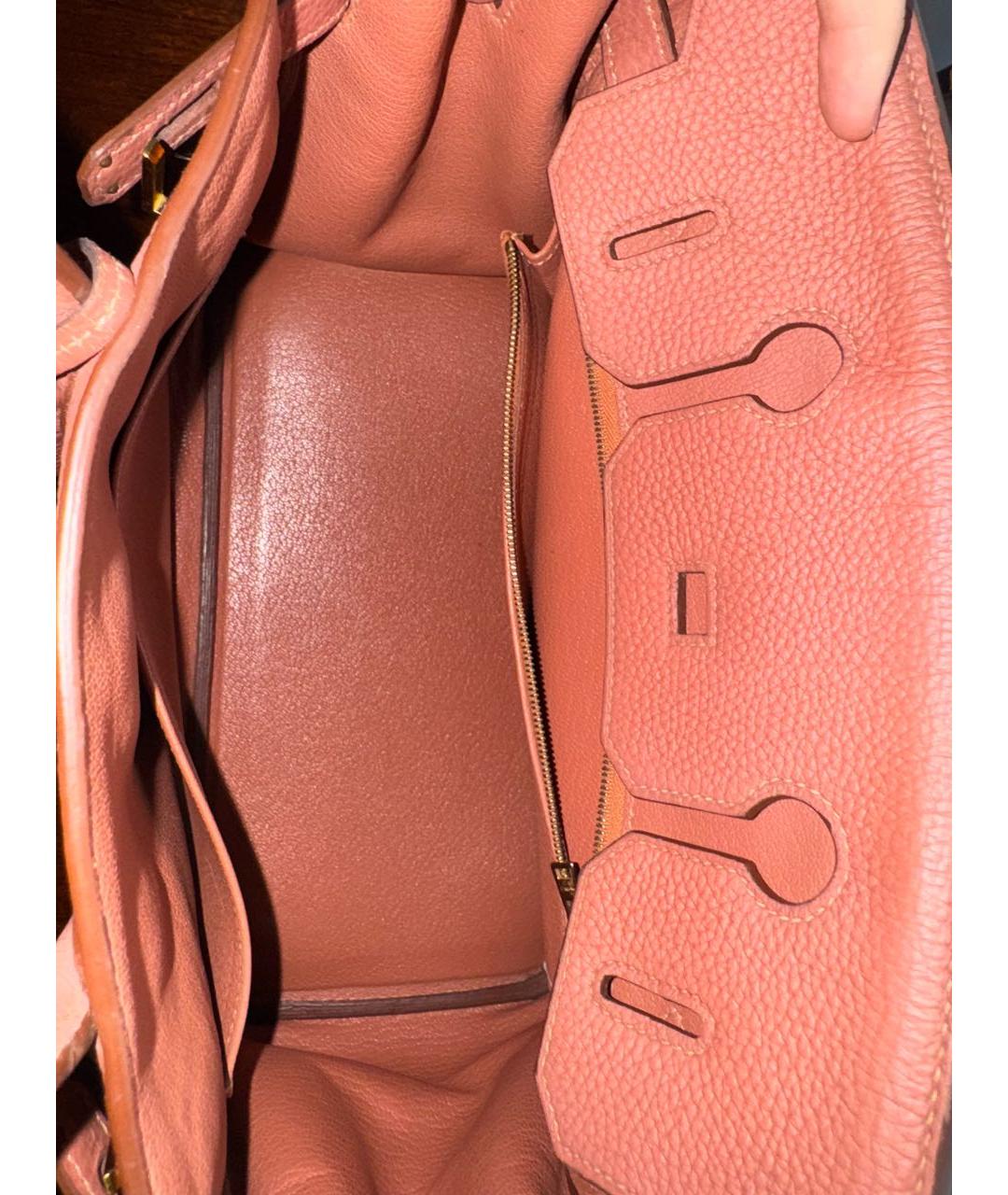 HERMES Коралловая кожаная сумка тоут, фото 4