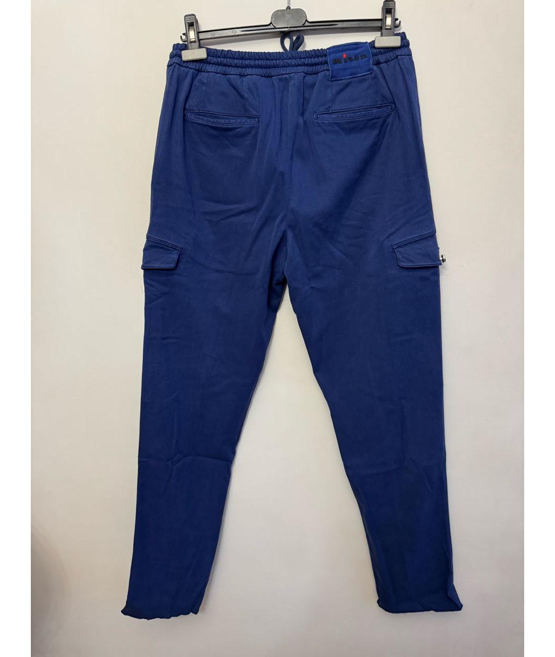 KITON Синие хлопко-эластановые повседневные брюки, фото 6