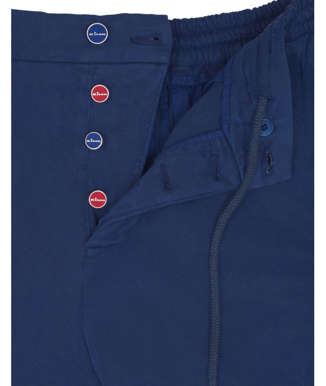 KITON Синие хлопко-эластановые повседневные брюки, фото 5
