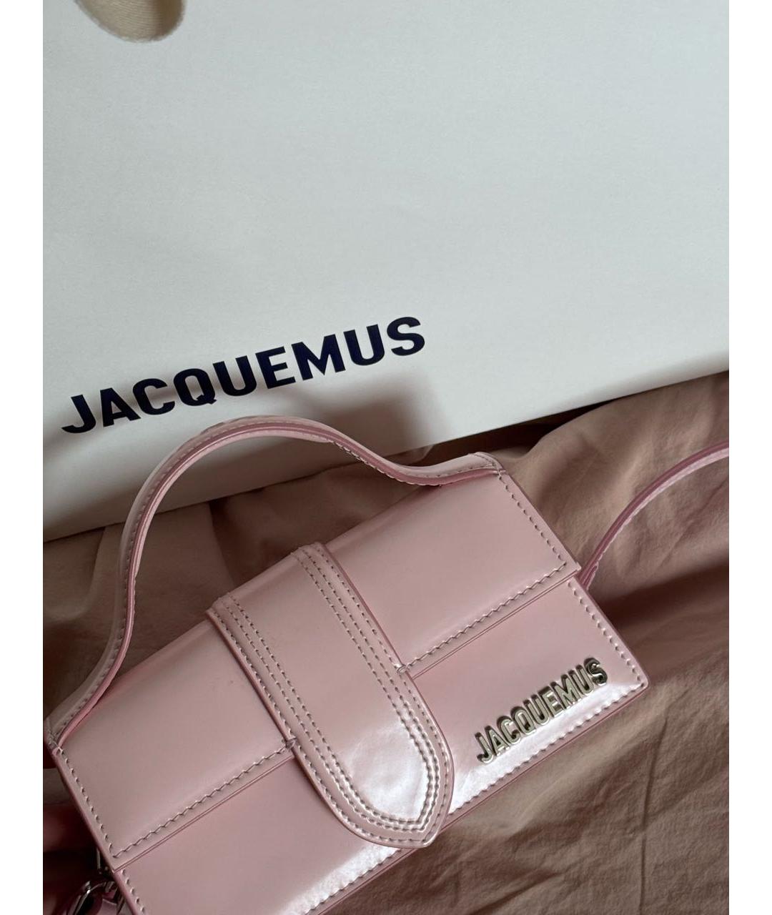 JACQUEMUS Розовая сумка с короткими ручками из лакированной кожи, фото 4