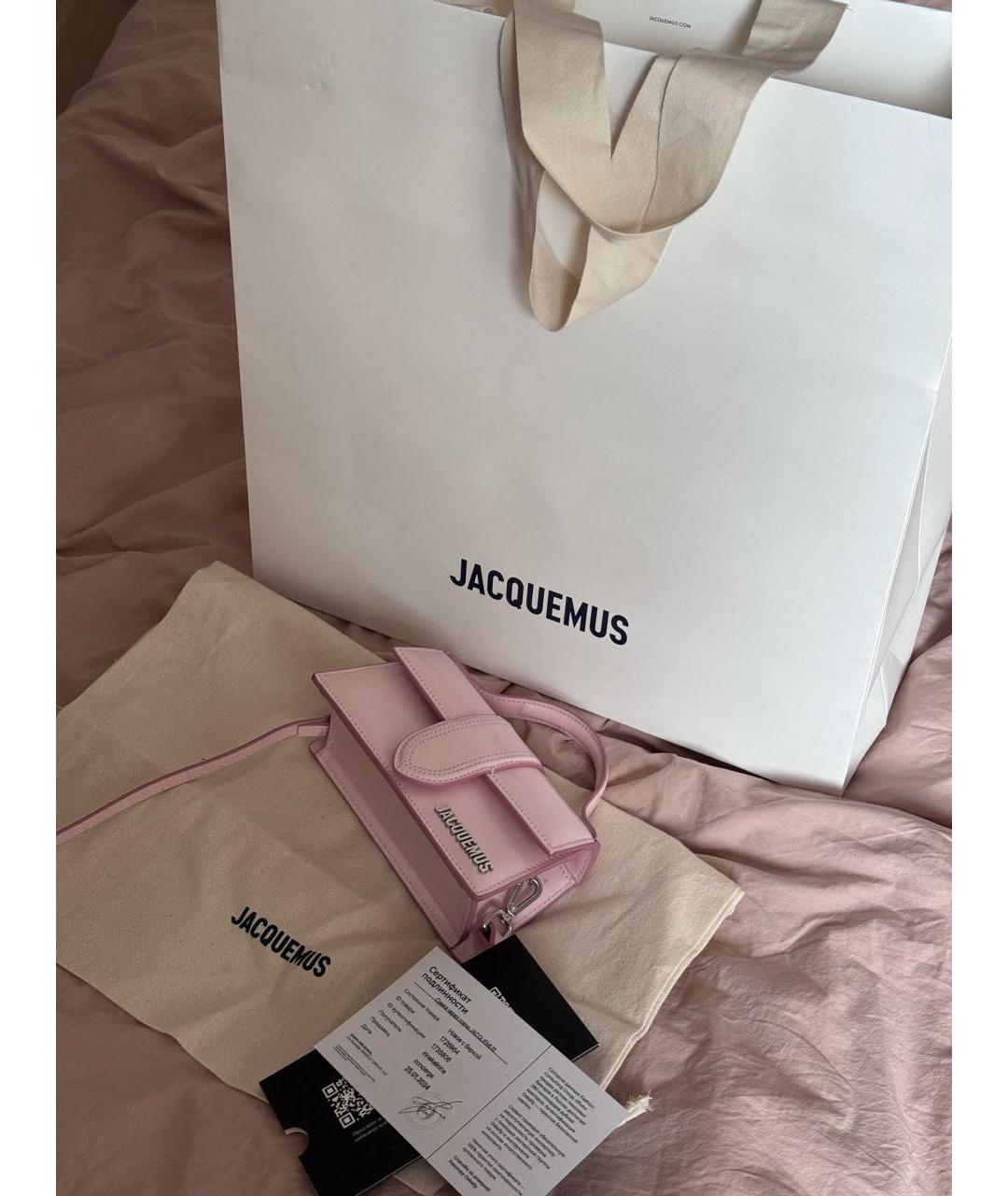 JACQUEMUS Розовая сумка с короткими ручками из лакированной кожи, фото 3