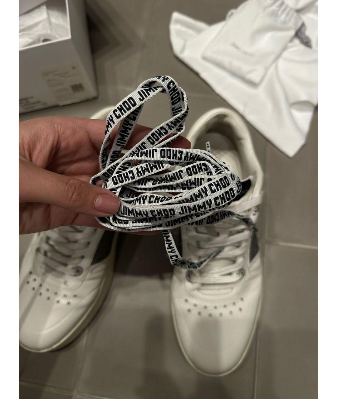JIMMY CHOO Белые кожаные кеды, фото 5