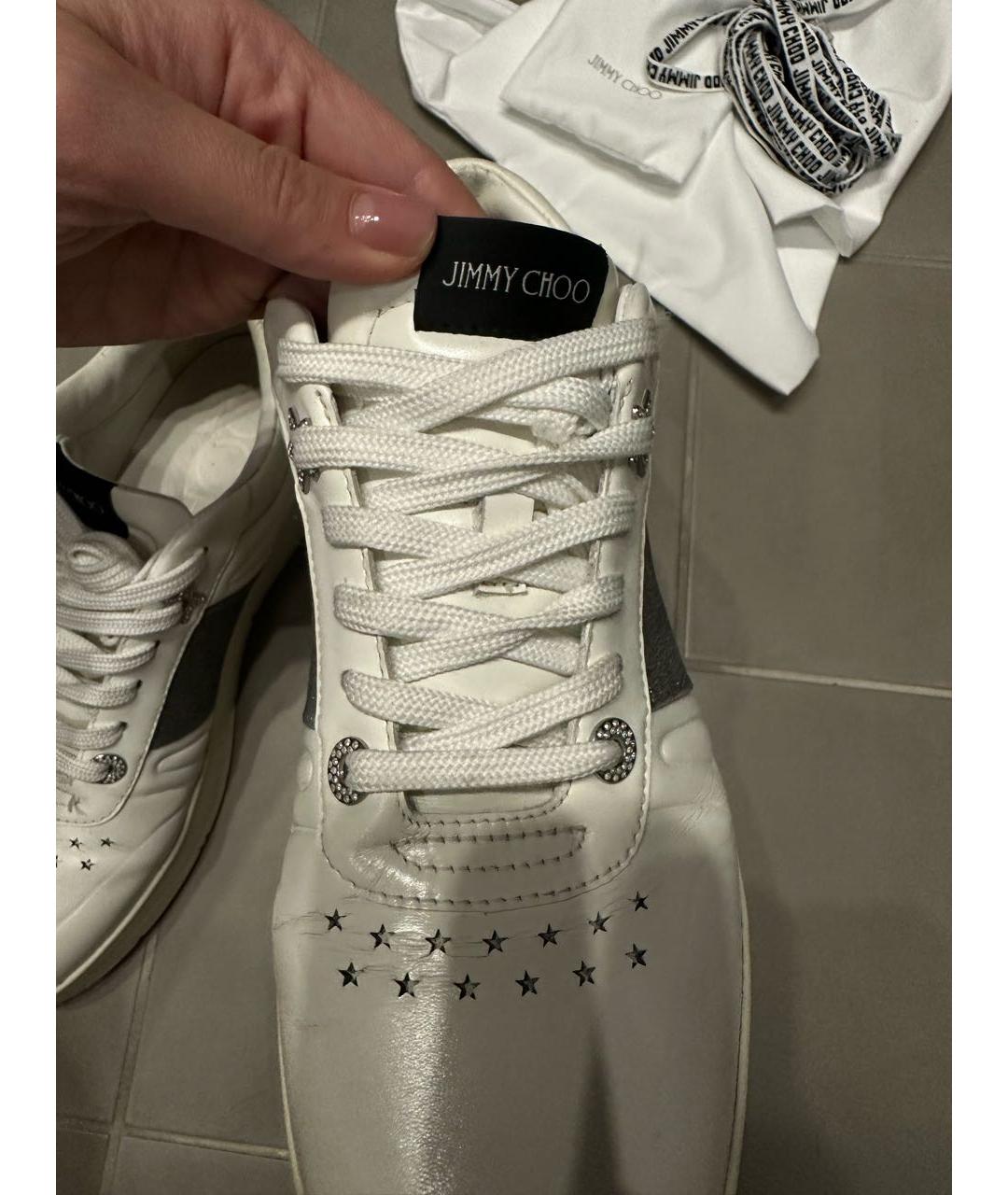JIMMY CHOO Белые кожаные кеды, фото 4