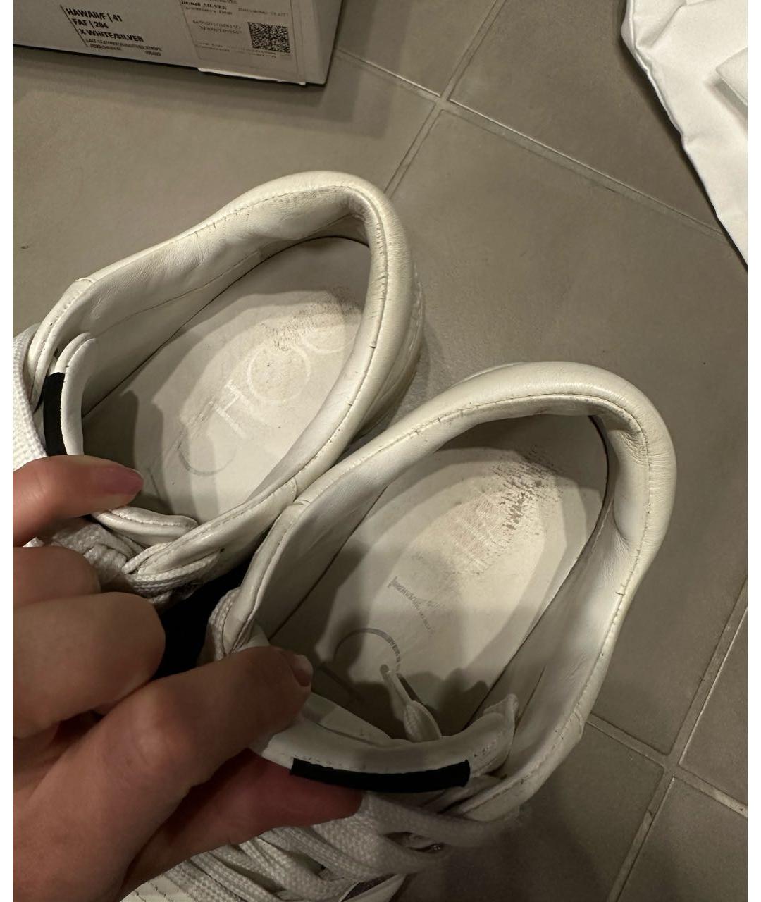 JIMMY CHOO Белые кожаные кеды, фото 3