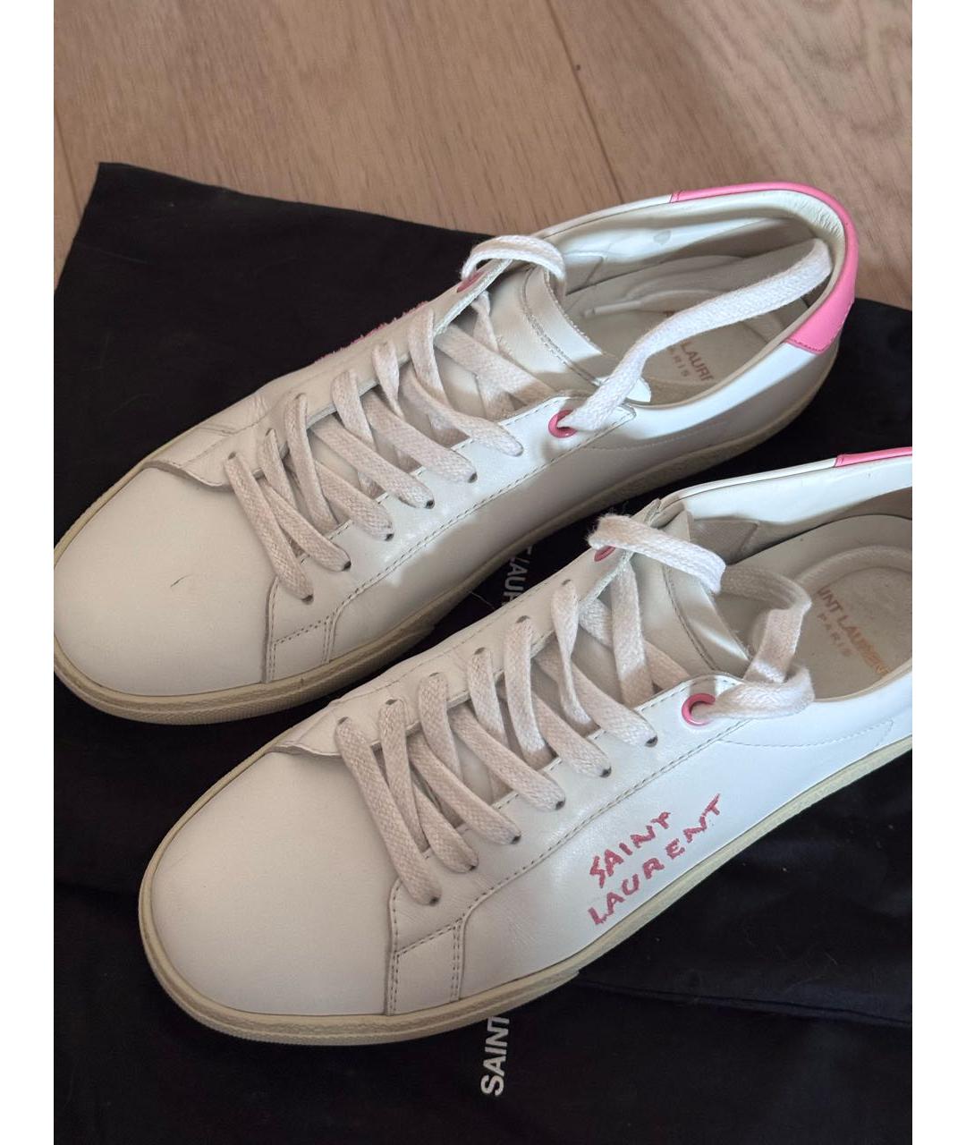 SAINT LAURENT Белые кожаные кеды, фото 2