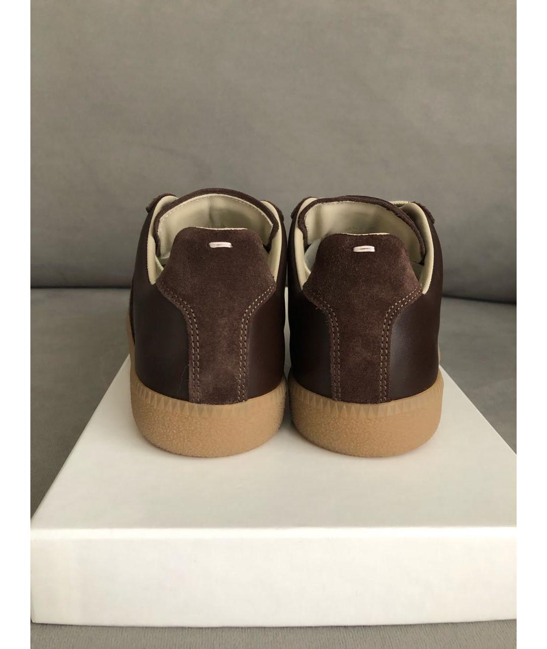 MAISON MARGIELA Коричневые кожаные кеды, фото 4