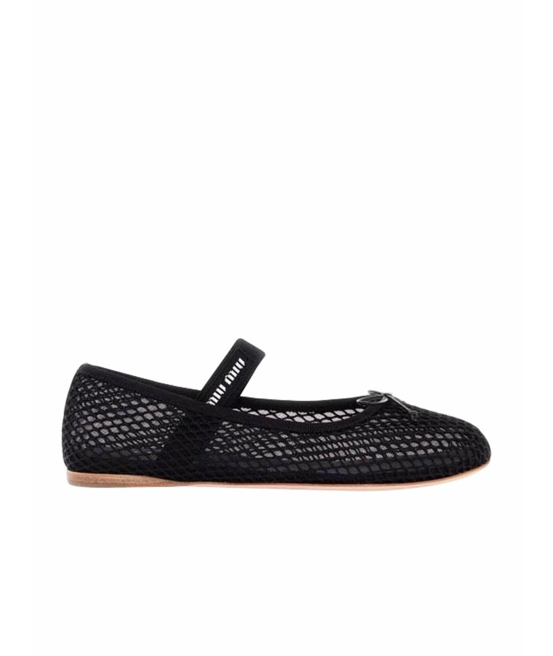 MIU MIU Черные текстильные балетки, фото 1