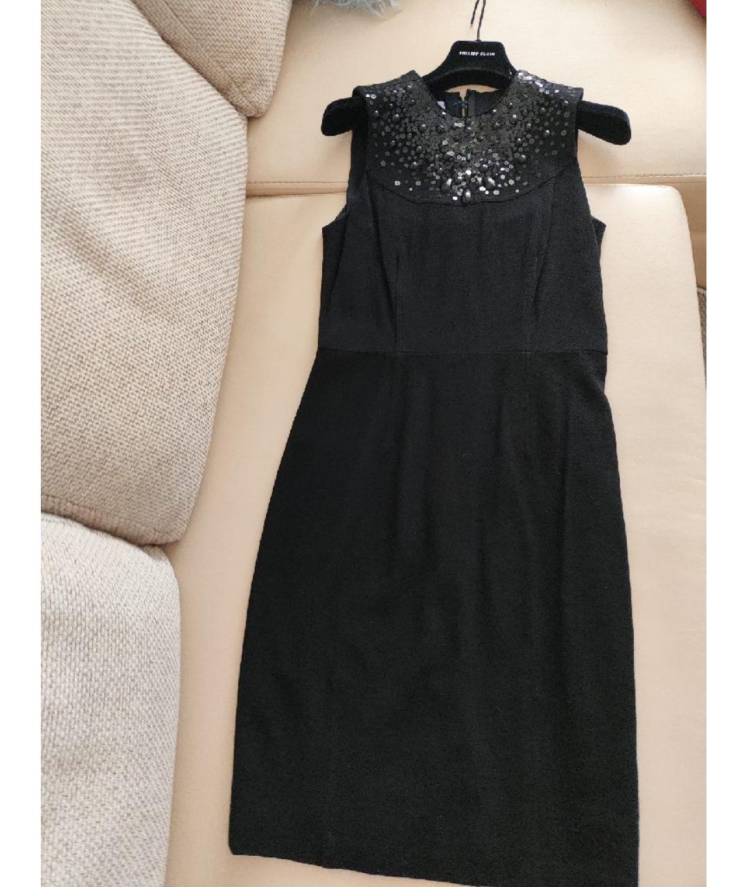 VERA WANG Черное шерстяное повседневное платье, фото 5