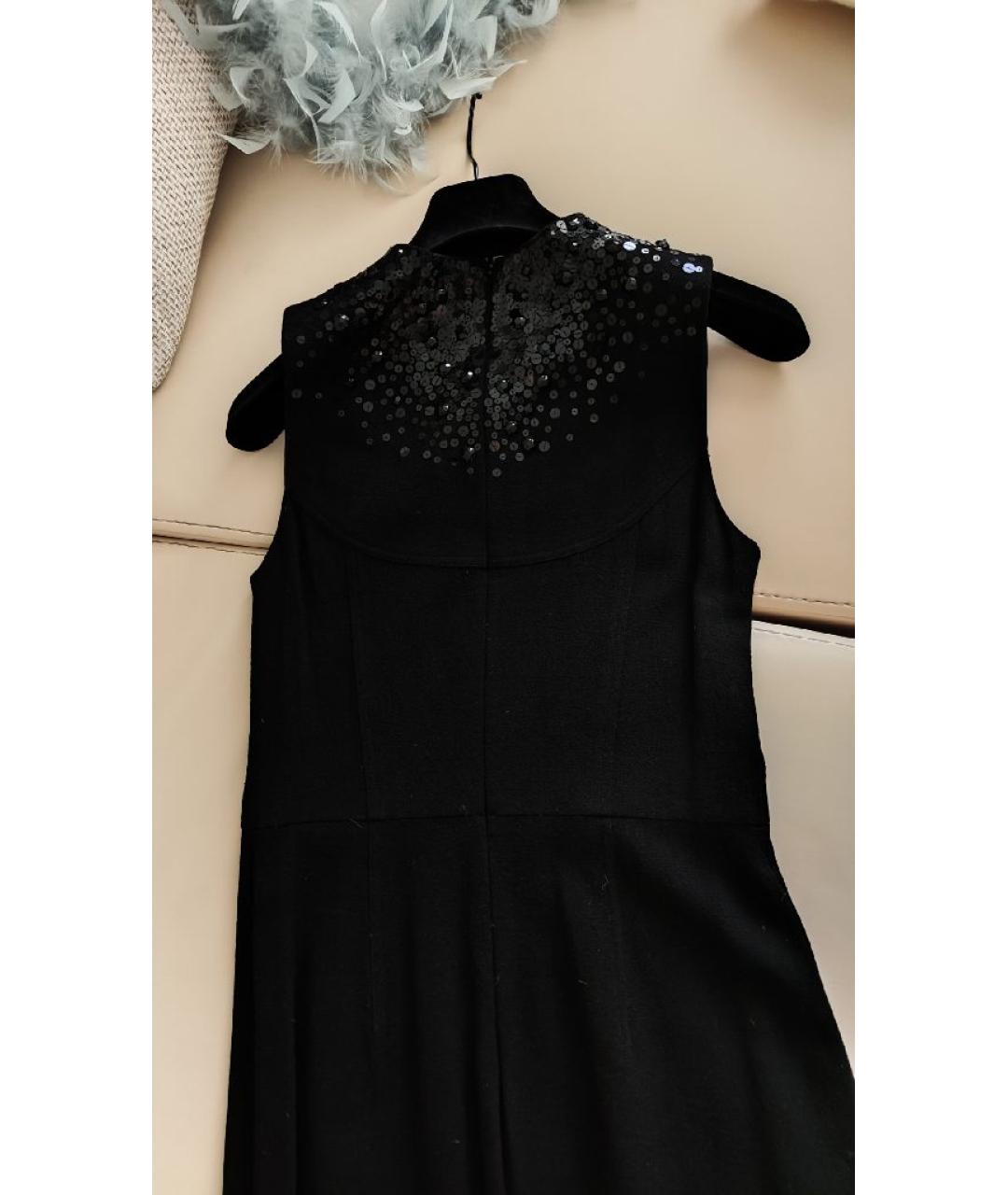 VERA WANG Черное шерстяное повседневное платье, фото 2