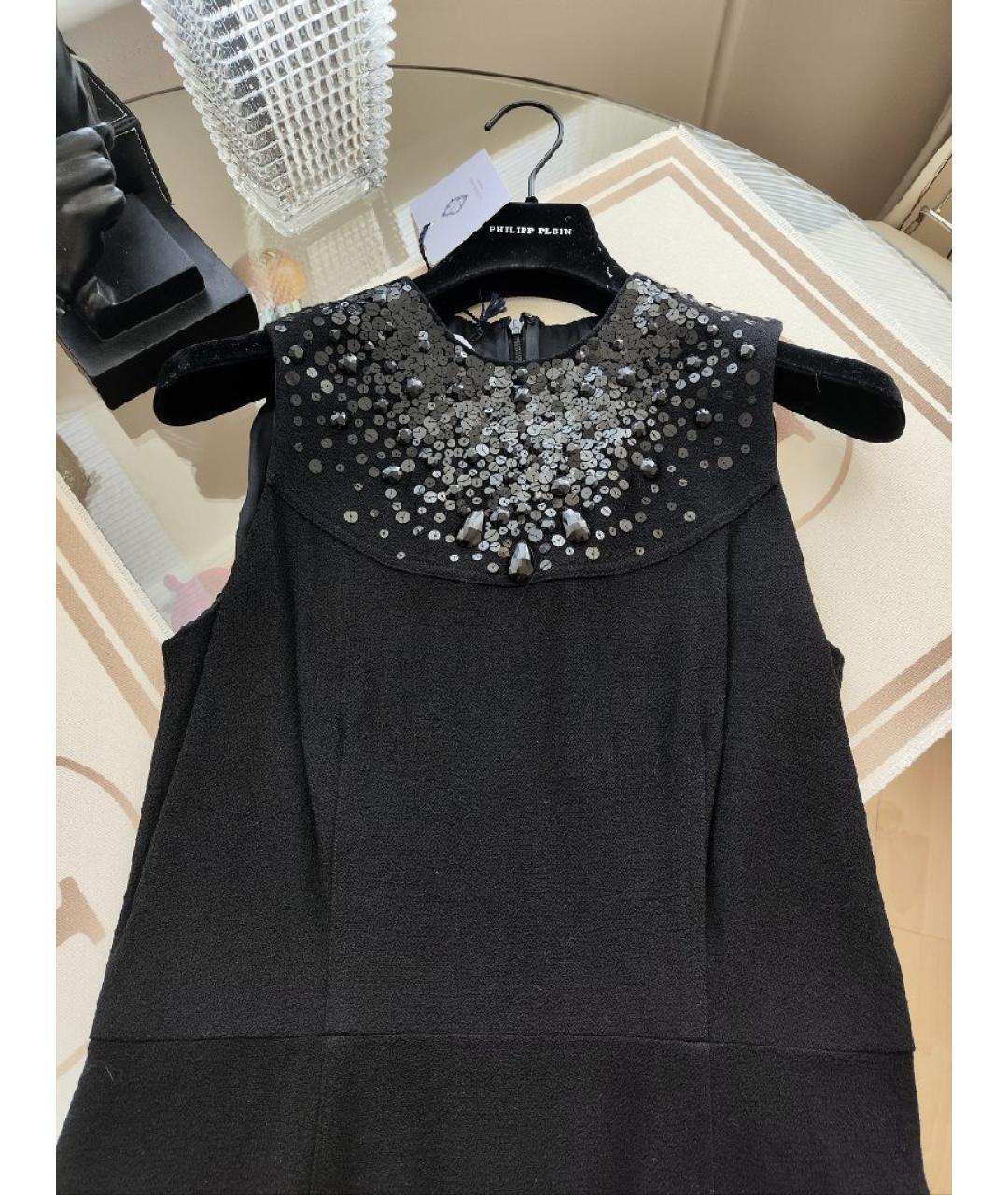 VERA WANG Черное шерстяное повседневное платье, фото 4