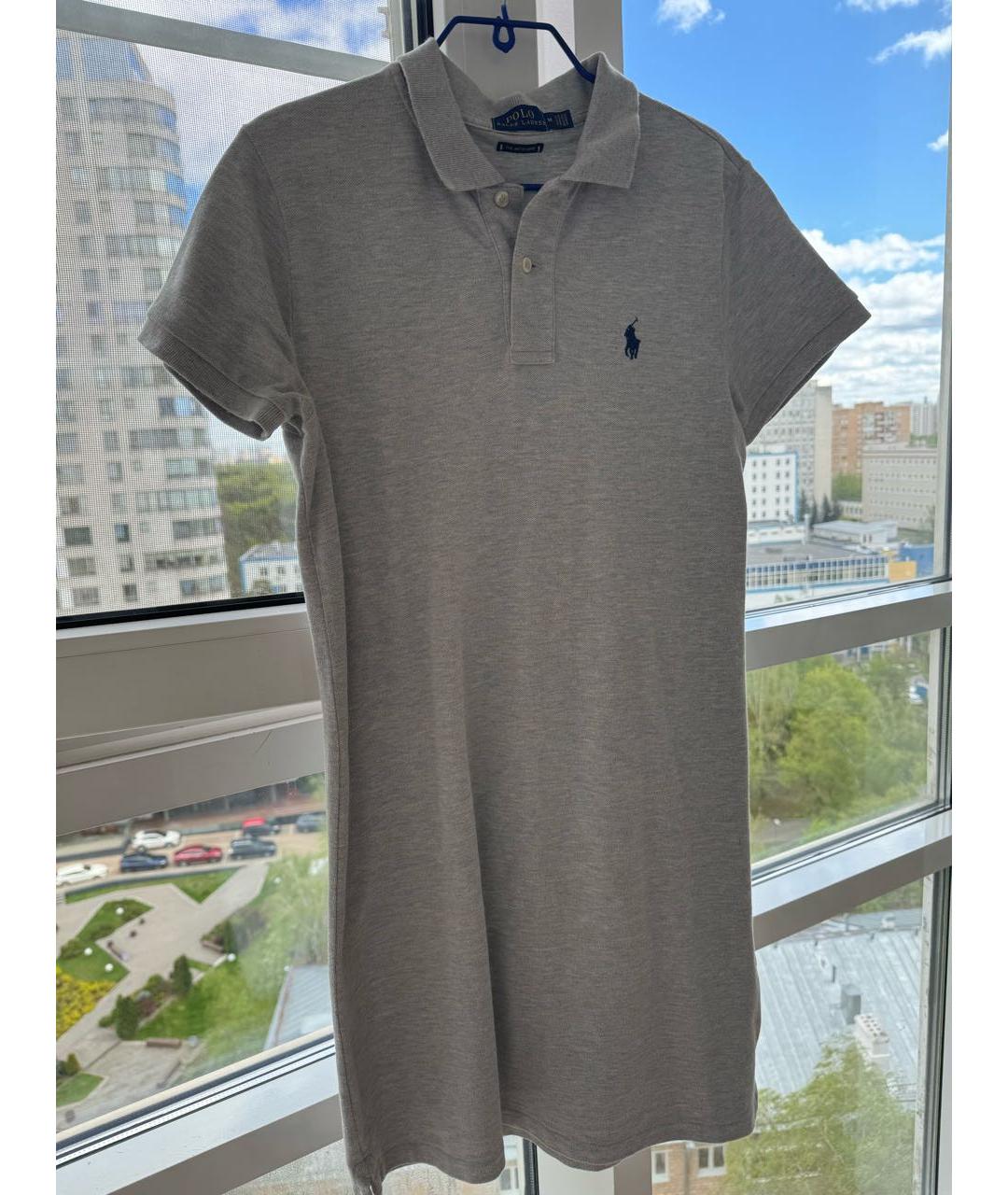 POLO RALPH LAUREN Серое хлопковое повседневное платье, фото 4