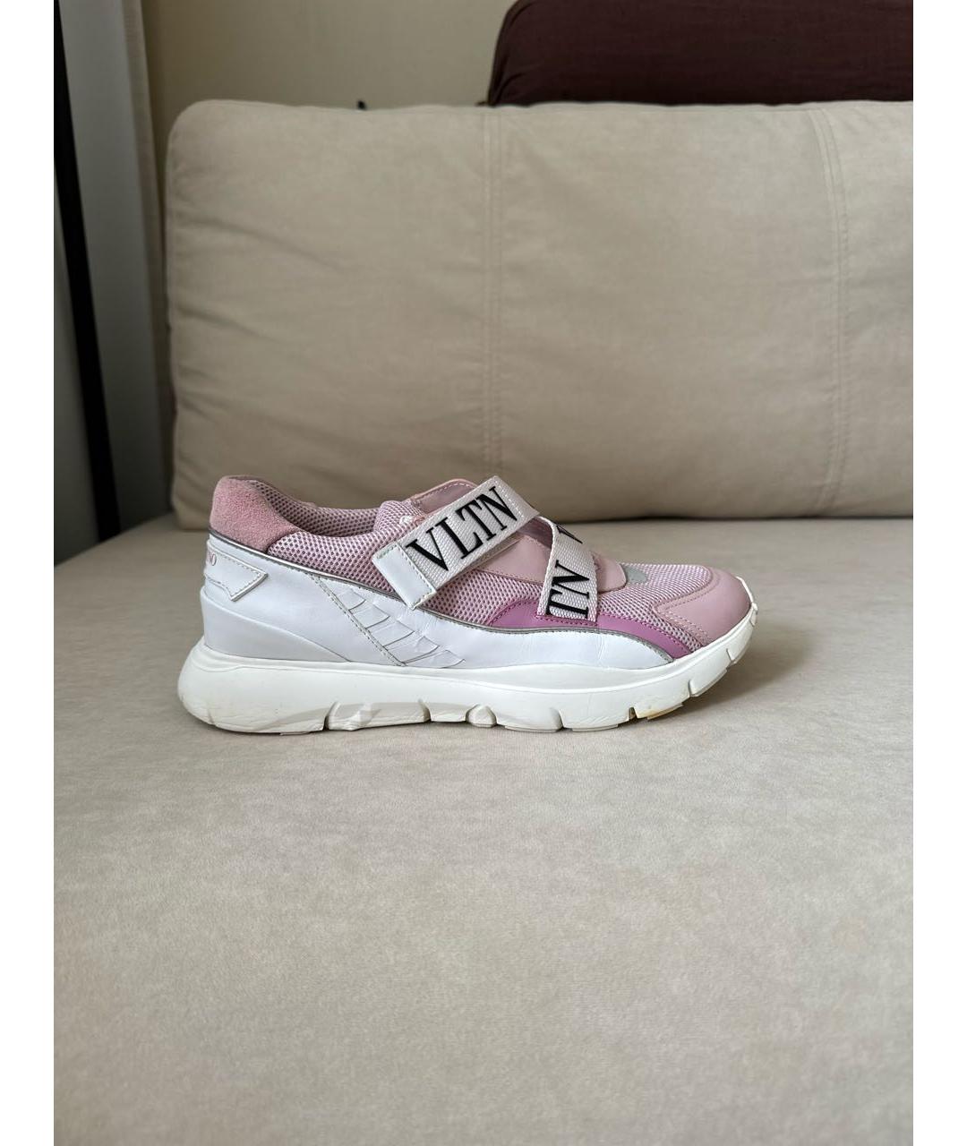 VALENTINO Розовые текстильные кроссовки, фото 8