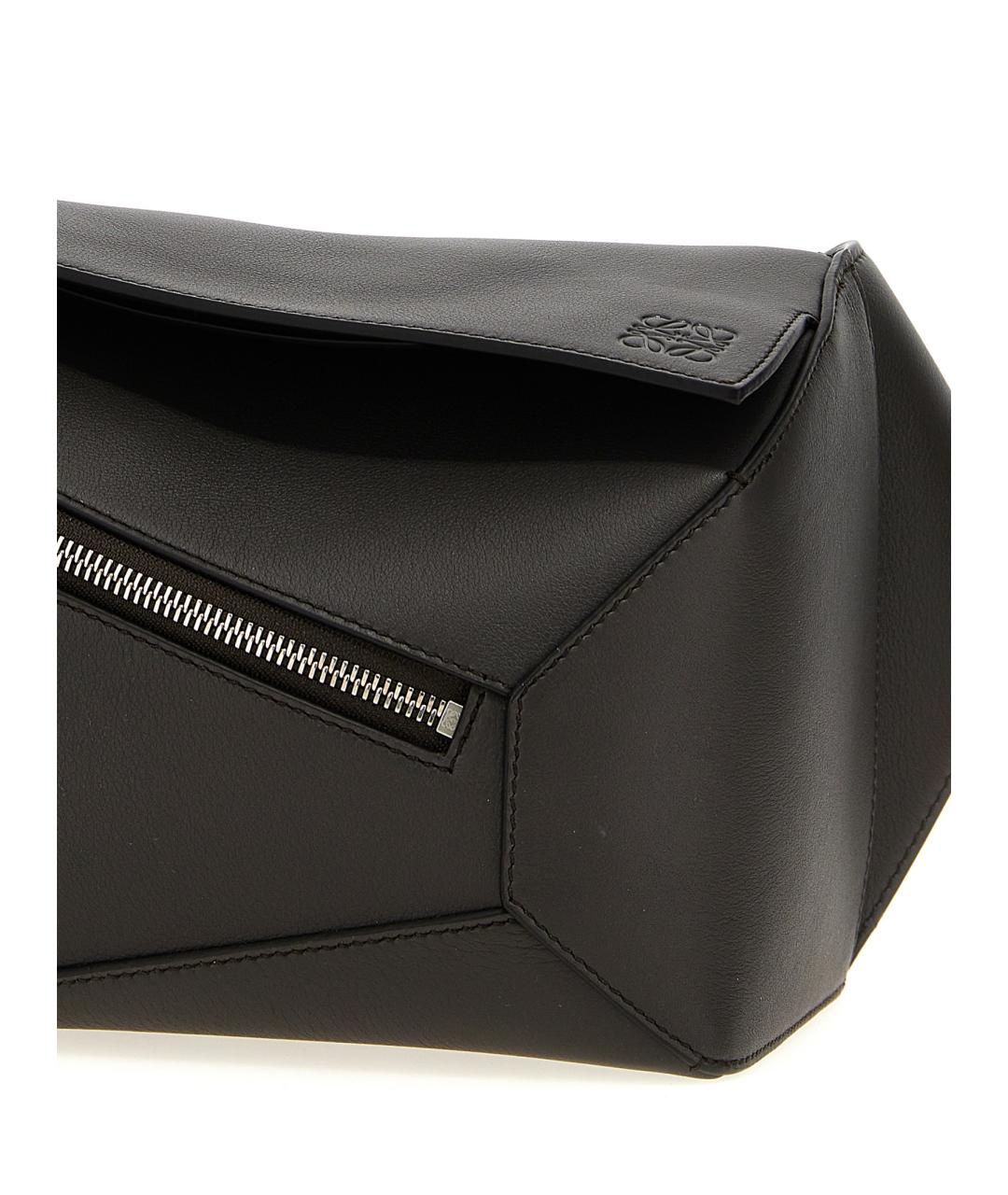 LOEWE Антрацитовая кожаная поясная сумка, фото 3