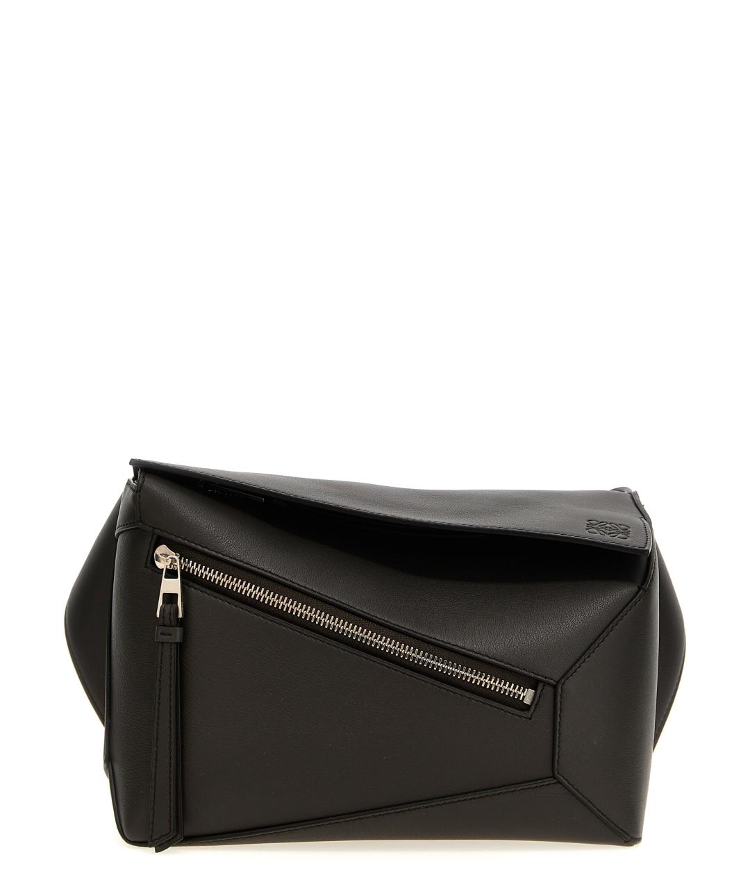 LOEWE Антрацитовая кожаная поясная сумка, фото 1