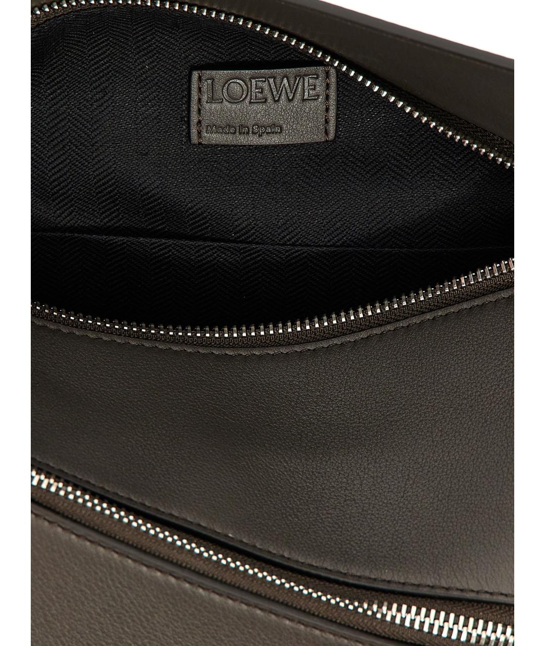 LOEWE Антрацитовая кожаная поясная сумка, фото 4