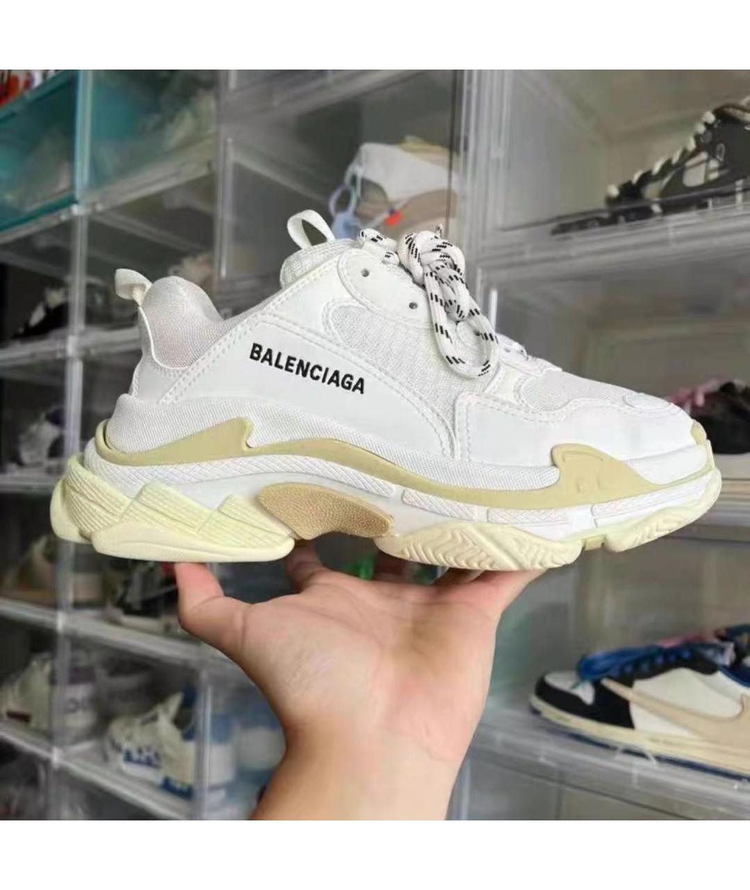 BALENCIAGA Белые текстильные низкие кроссовки / кеды, фото 9