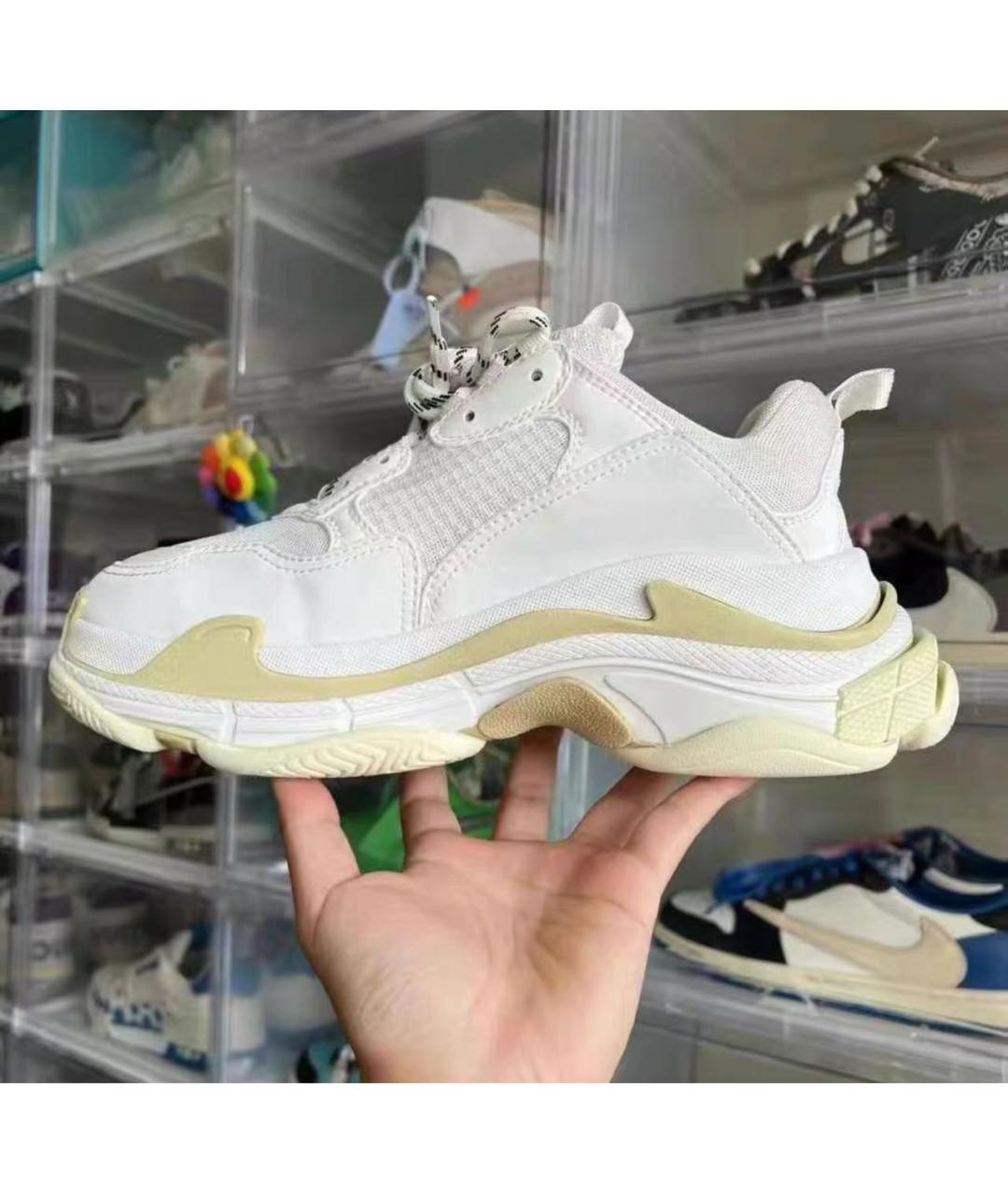 BALENCIAGA Белые текстильные низкие кроссовки / кеды, фото 2