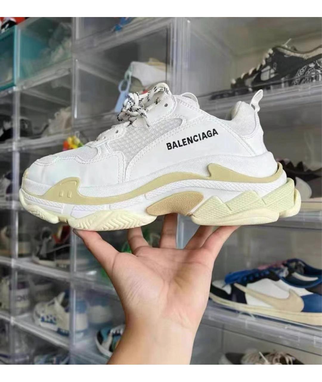 BALENCIAGA Белые текстильные низкие кроссовки / кеды, фото 3