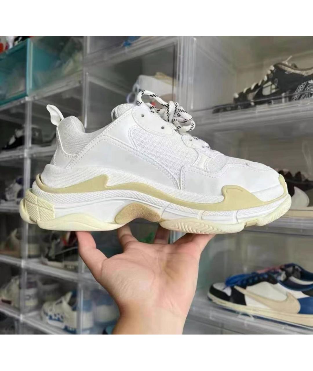 BALENCIAGA Белые текстильные низкие кроссовки / кеды, фото 4