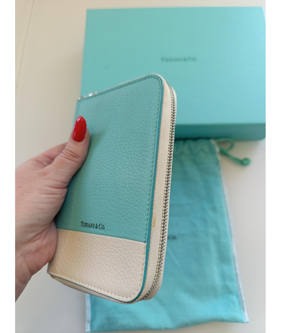 TIFFANY&CO Бирюзовый кожаный кошелек, фото 6