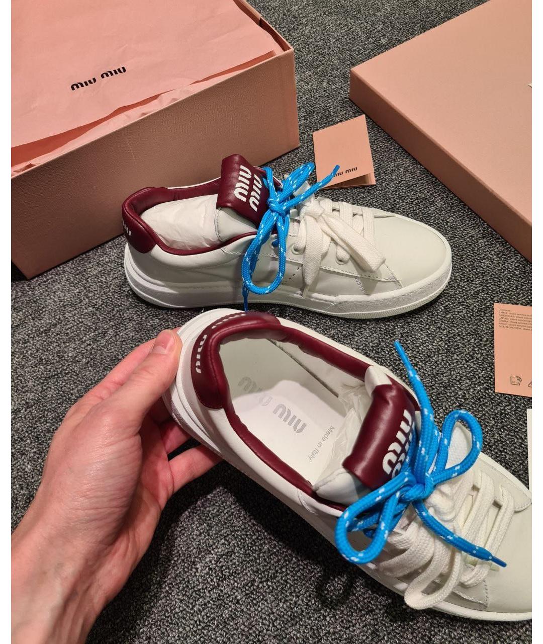 MIU MIU Белые кожаные кеды, фото 7
