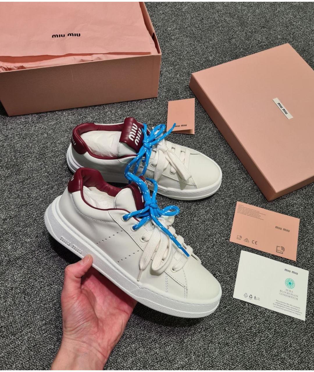 MIU MIU Белые кожаные кеды, фото 8