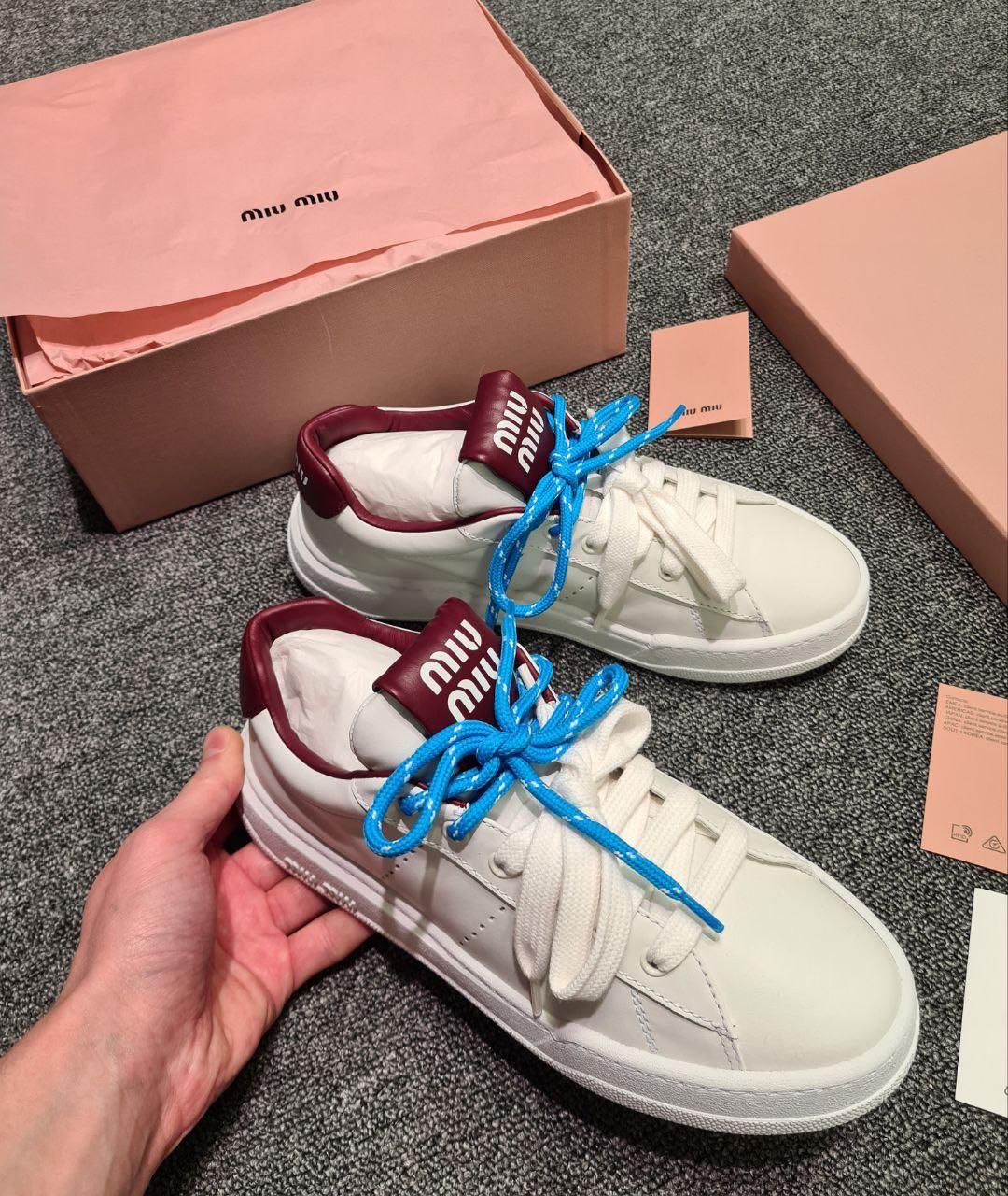 MIU MIU Белые кожаные кеды, фото 3
