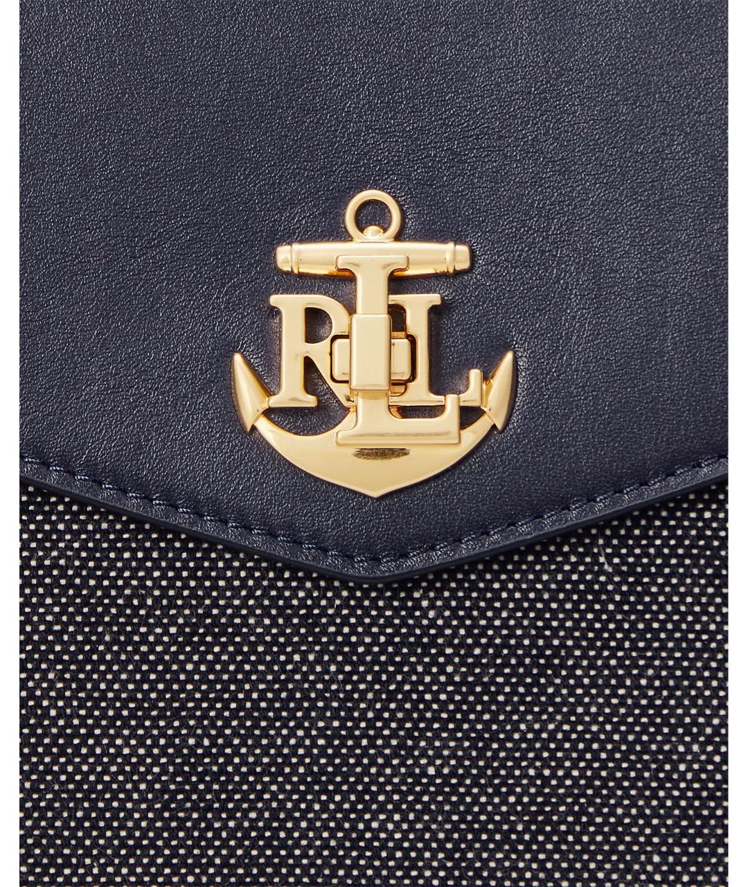 RALPH LAUREN Темно-синяя кожаная сумка с короткими ручками, фото 5