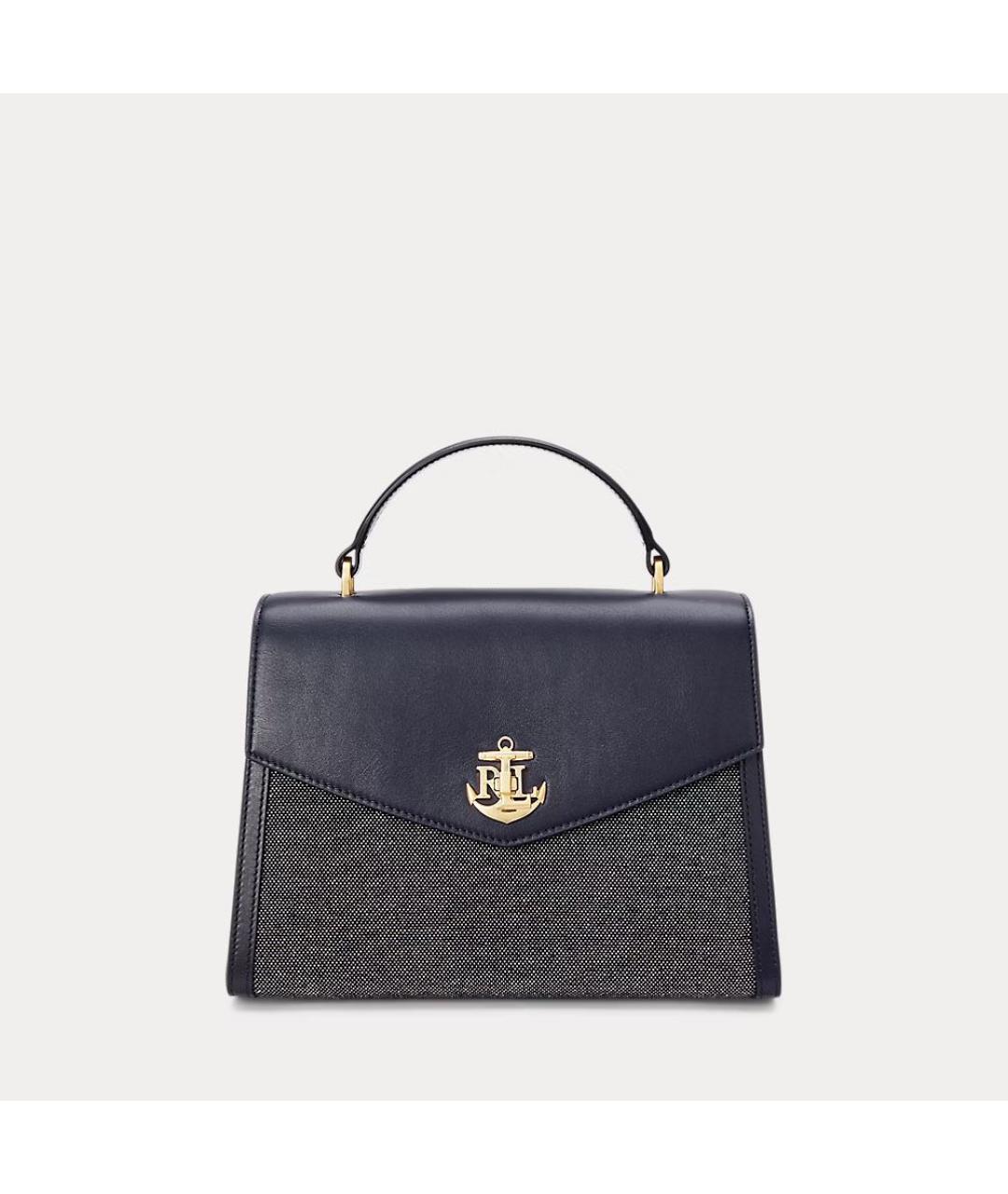 RALPH LAUREN Темно-синяя кожаная сумка с короткими ручками, фото 8