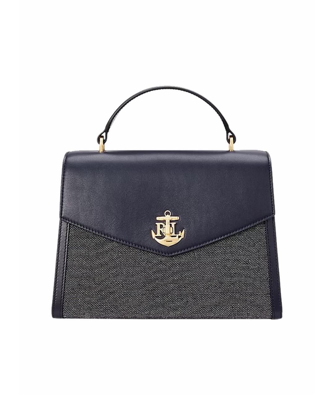 RALPH LAUREN Темно-синяя кожаная сумка с короткими ручками, фото 1