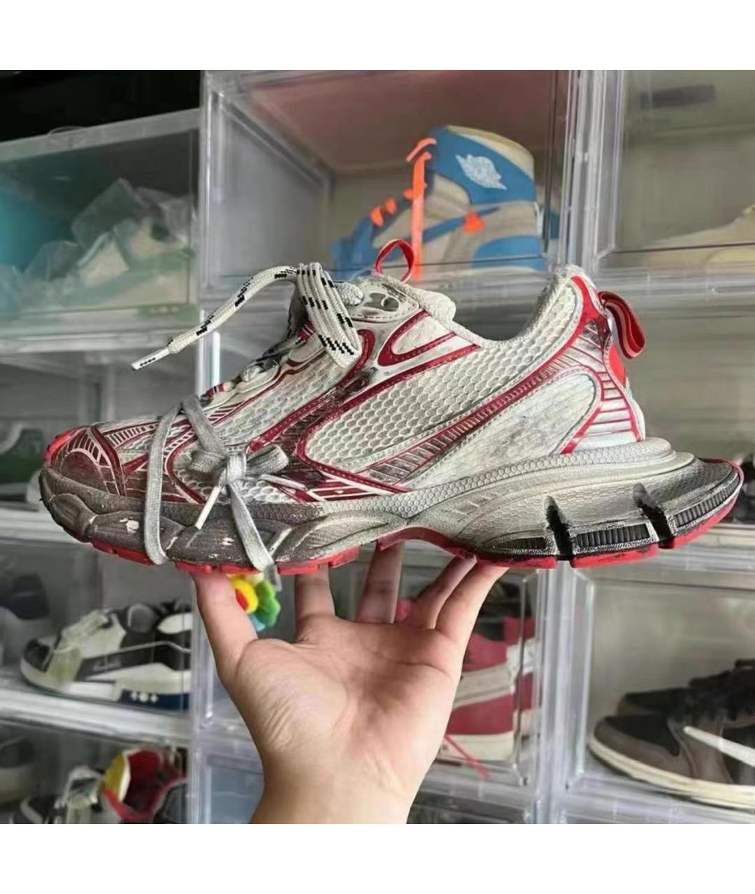 BALENCIAGA Красные текстильные высокие кроссовки / кеды, фото 2