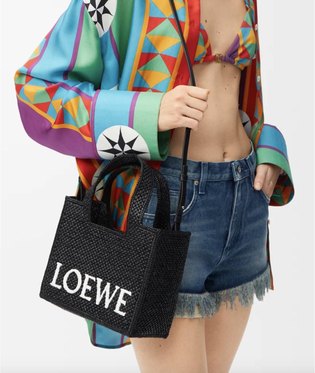 LOEWE Черная пелетеная сумка с короткими ручками, фото 2