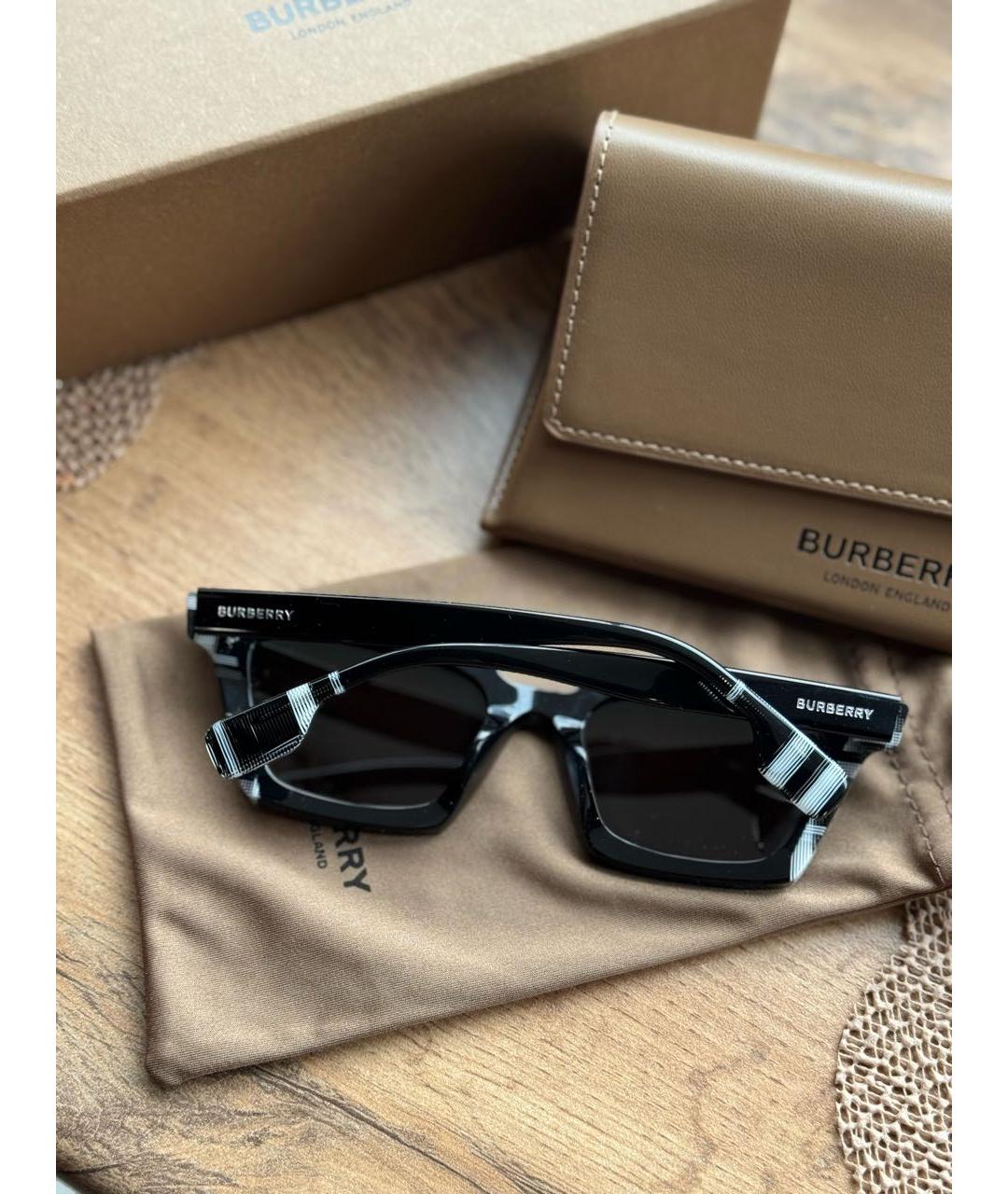 BURBERRY Черные пластиковые солнцезащитные очки, фото 7