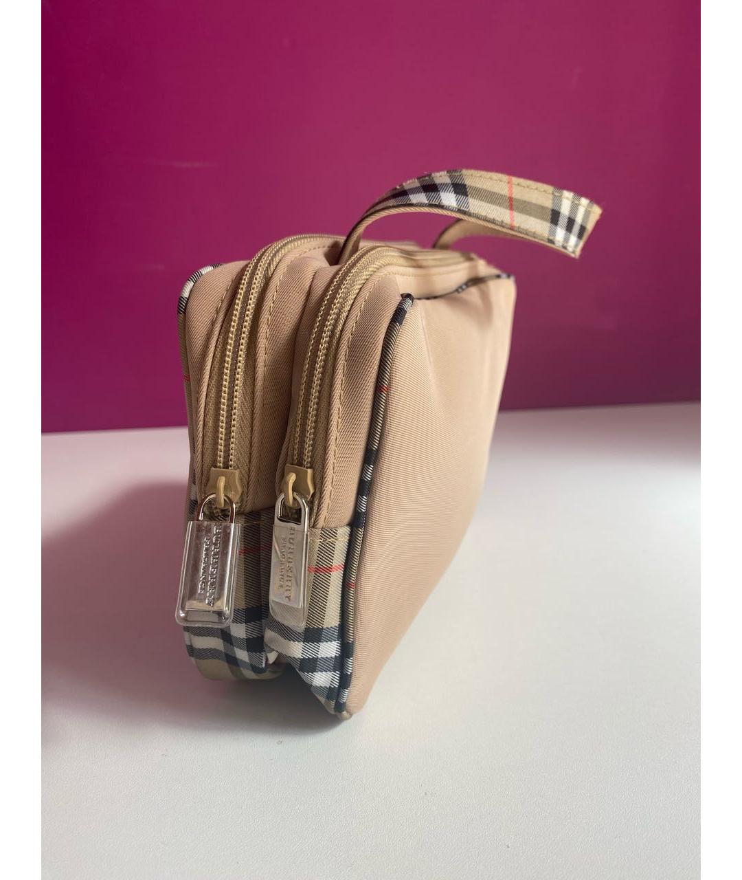 BURBERRY Бежевая синтетическая косметичка, фото 2