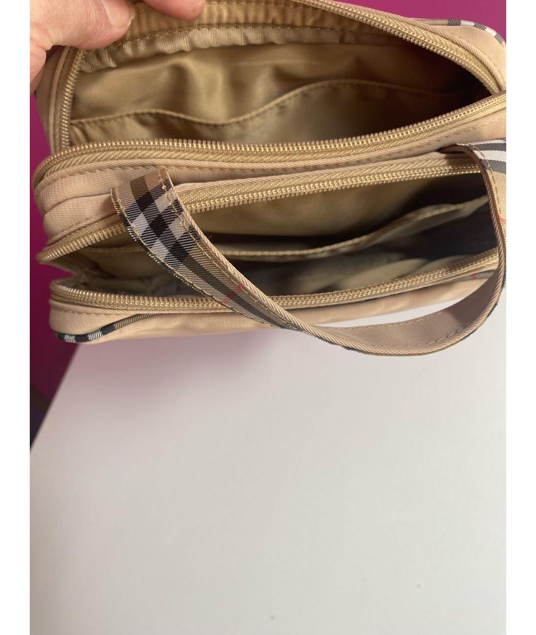 BURBERRY Бежевая синтетическая косметичка, фото 4